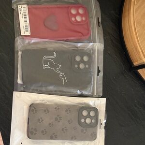 iPhone 14 Pro Max Unbranded Pink and Gray Silicone Phone Cases with Designs